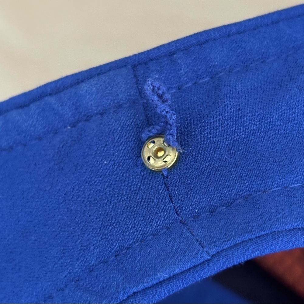 Anthropologie Maeve Rokin Rust Orange Royal Blue Cross Back Dress 10 - Lined - Picture 11 of 16